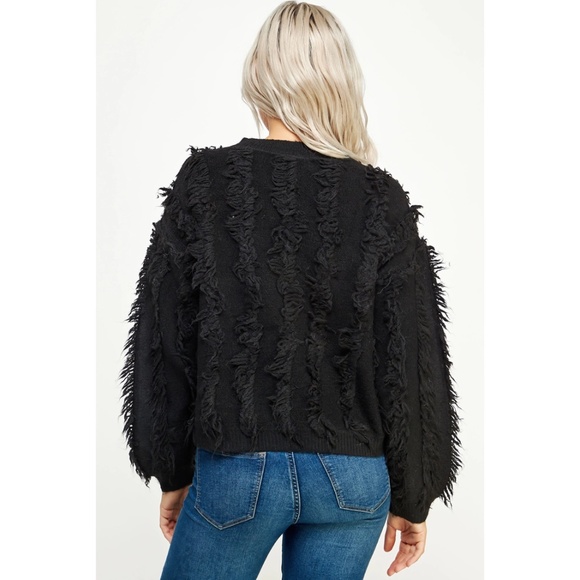 Strut & Bolt Murre Fringe Balloon Sleeve Pullover Knit Sweater - Picture 3 of 7